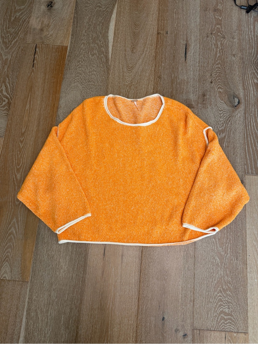 Free People Bardot Boxy Cropped Sweater Small Sweater n Orange Peel Combo
